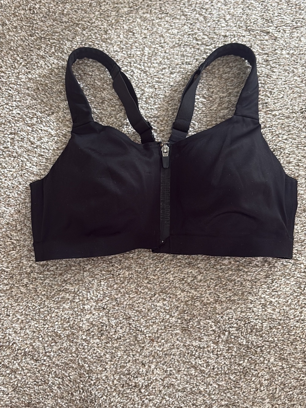 Front-Zip Black Sports Bra